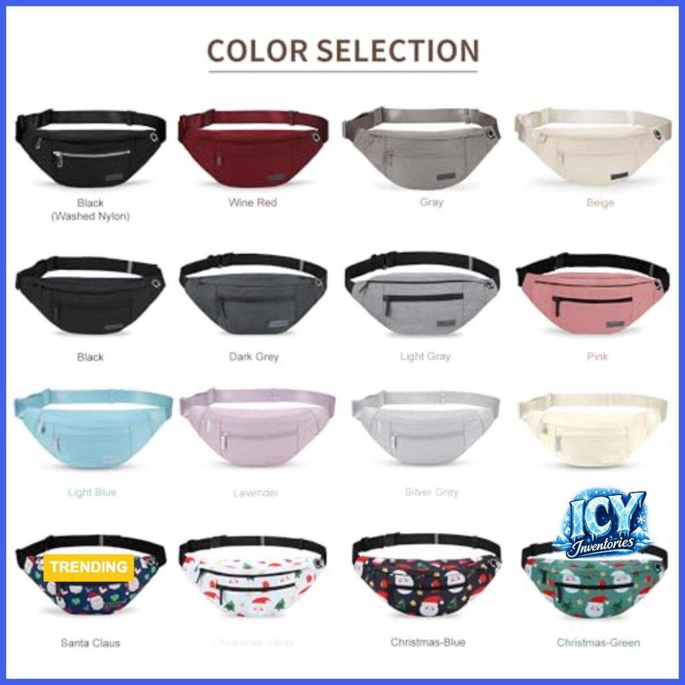 Large Crossbody Fanny Pack with 4 Zipper Pockets, Water-Resistant Polyester - Picture 6 of 6